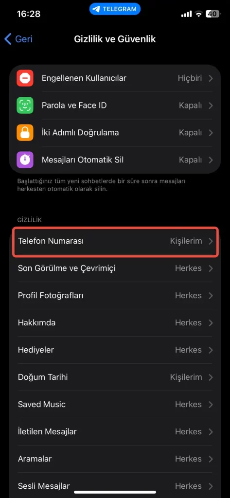telegram numara gizleme iphone - android